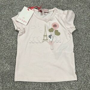 Lili Gaufrette Toddler Baby pink Paris‎ Eiffel Tower short sleeve tshirt NWT